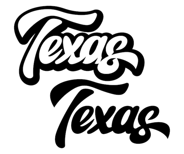 Kalligrafische inscriptie van de amerikaanse staat texas vector illustratie belettering