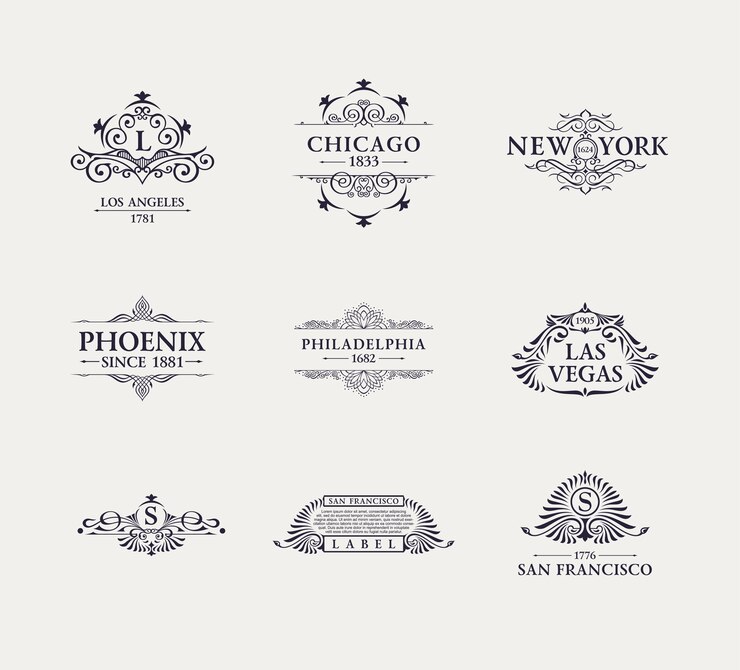 Vector kalligrafische luxe lijn logo set