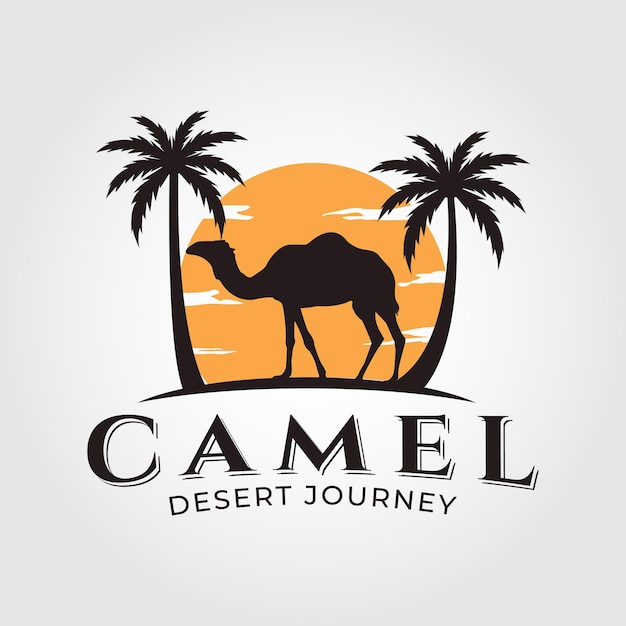 Kameel logo ontwerpsjabloon, vintage kameel vectorillustratie