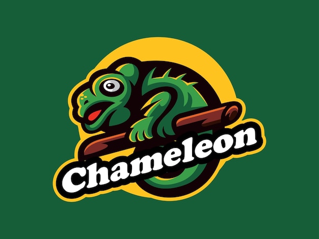 Kameleon cartoon mascotte logo sjabloon vector