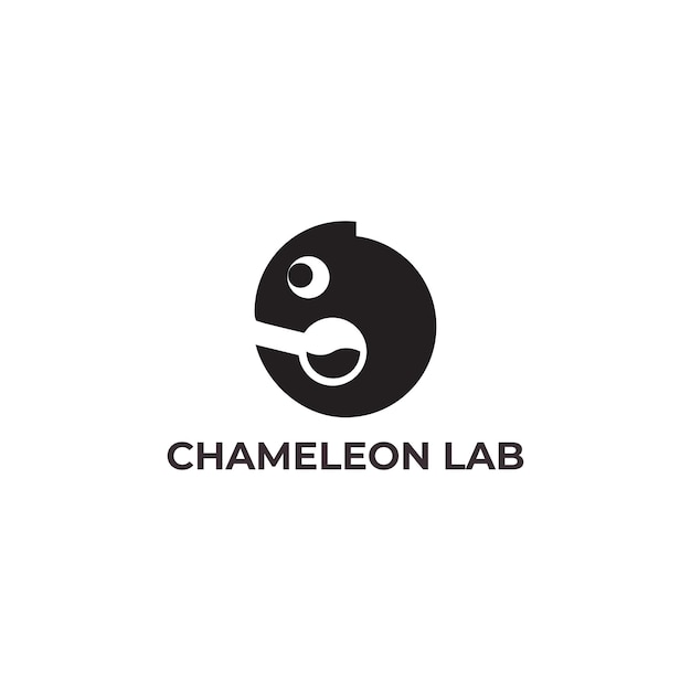 Kameleon en laboratorium gecombineerd silhouet logo ontwerp vector pictogram illustratie