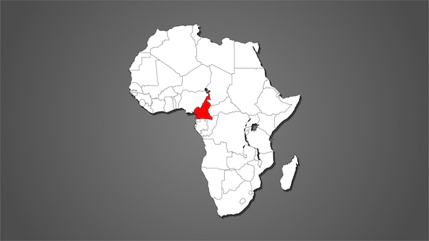 Vector kameroen landkaart rood gemarkeerd op afrika continent kaart vector