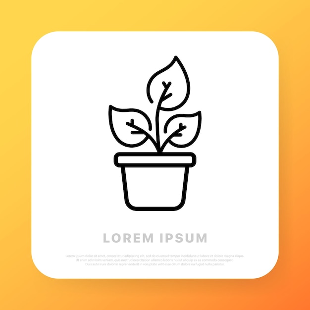 Kamerplant lijn icoon Red de planeet zorg over de natuur planten kamerplant in een pot blad bladeren flora schone omgeving Ecologie concept Vector lijn icoon voor zaken en reclame