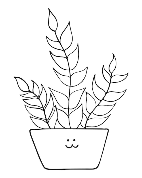 Kamerplant pot doodle lijn cartoon