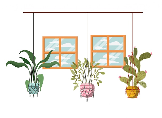 Kamerplanten op macrame hangers-pictogram