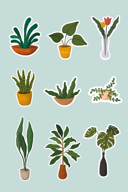 Kamerplanten sticker collectie vector