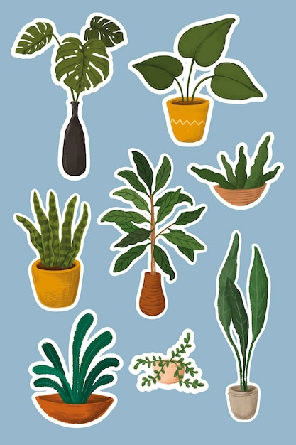 Kamerplanten sticker collectie vector