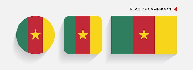 Kamerun Vlaggen gerangschikt in ronde vierkante en rechthoekige vormen