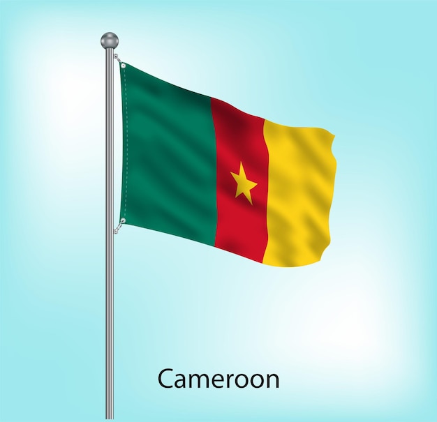 Kamerun zwaait met de vlag op de vlaggenmast