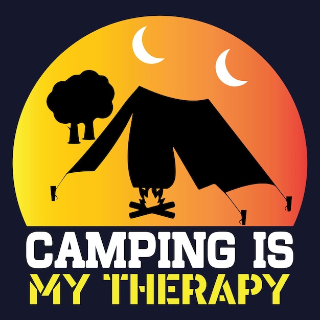 Vector kamperen is mijn therapie. creatief t-shirtontwerp voor kamperen.