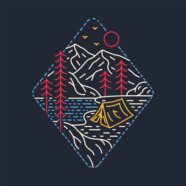 Kamperen met goed zicht op de natuur grafische illustratie vector kunst tshirt ontwerp