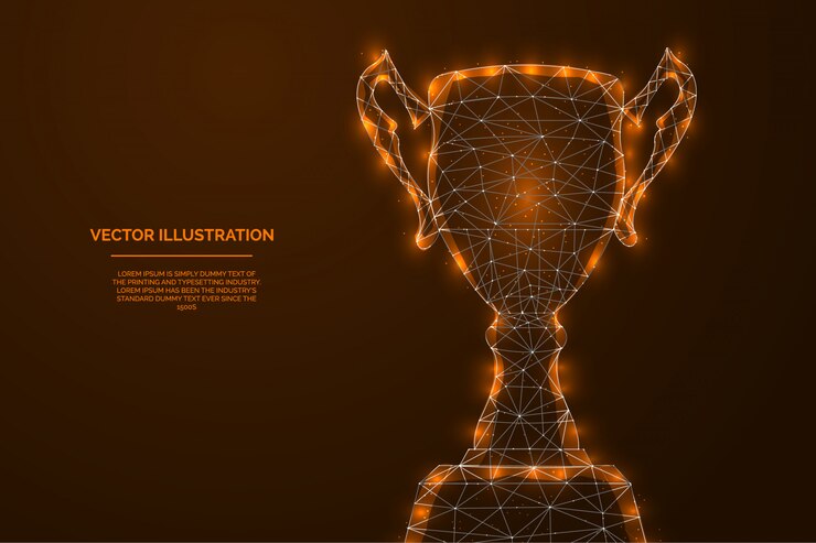 Kampioen kleurrijke trofee cup abstracte lage veelhoekige illustratie - Award voor het winnen van sporten.