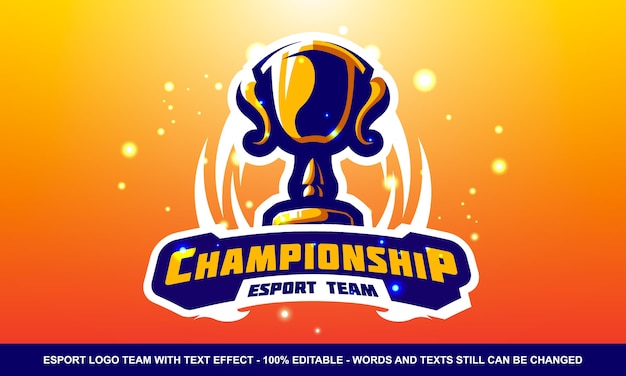 Vector kampioenschap esport en mascot-logo met teksteffect