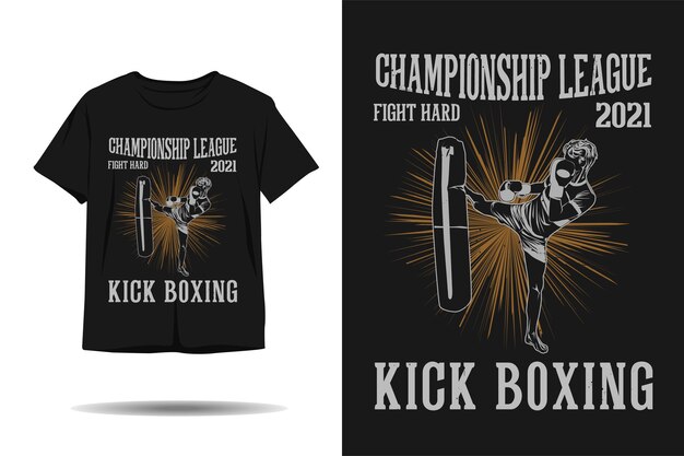 Kampioenschapsliga vecht hard kickboksen silhouet tshirt ontwerp