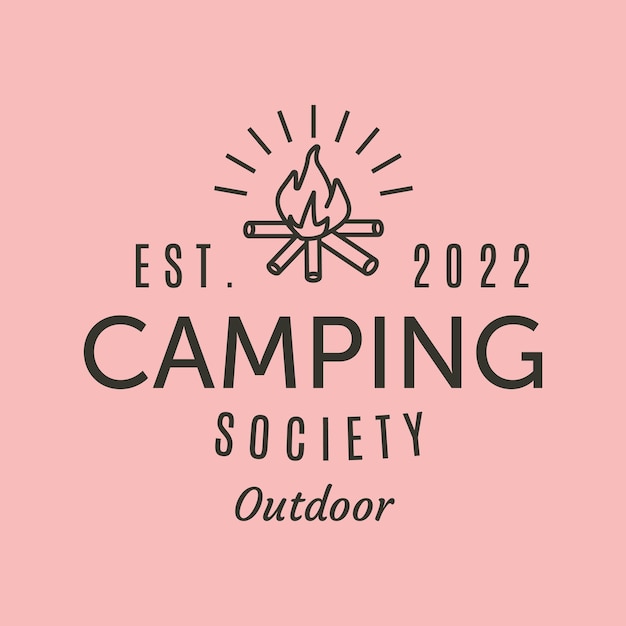 Kampvuur camping lijn logo vector symbool illustratie ontwerp