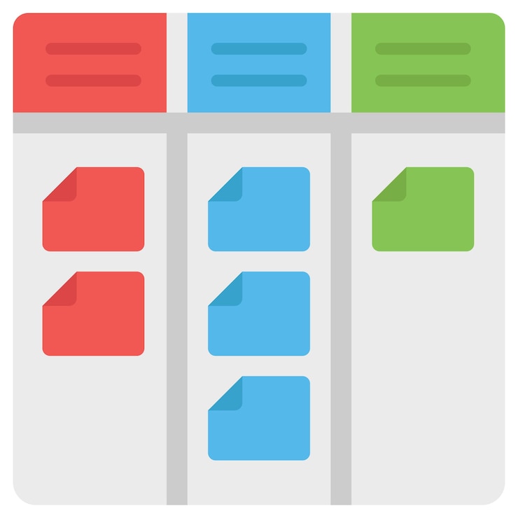 Vector kanban or jit board concept task management sheet vector design software and web development symbol