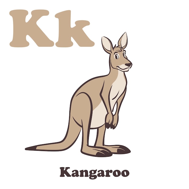 kangaroo alphabet cartoon character for kids