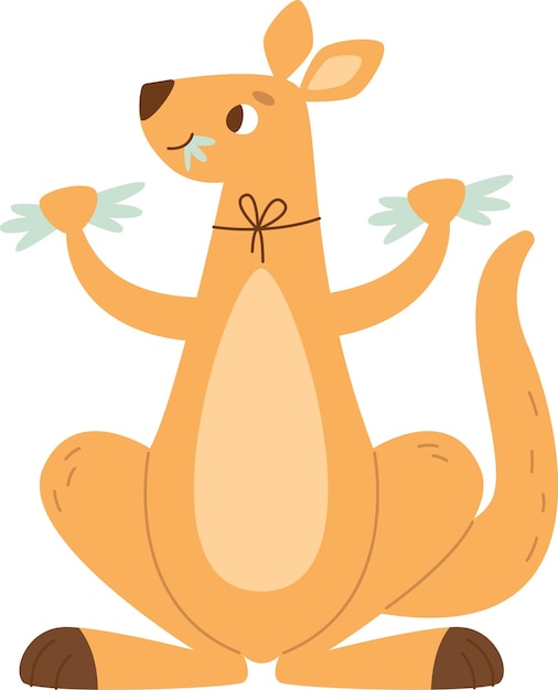 Vector kangaroo animal eating