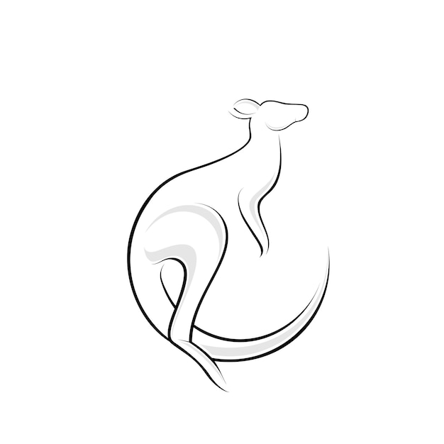 Contorno di disegno del logo animale canguro