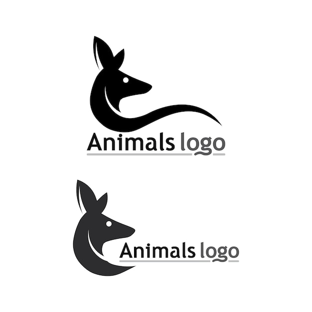 Vettore logo animale canguro e disegno vettoriale illustrtion