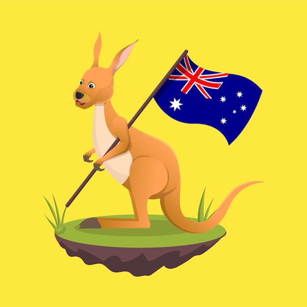 Vector kangaroo carrying the flag of australia