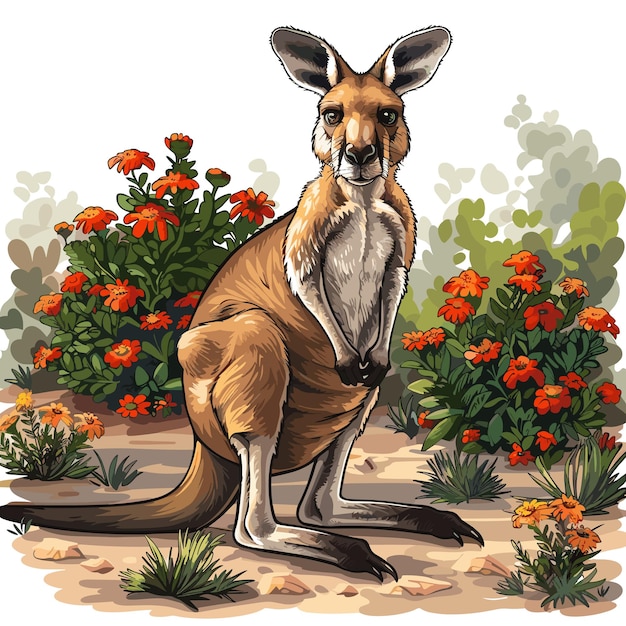 Vector kangaroo cartoon icon isolated on transparent background illustrations