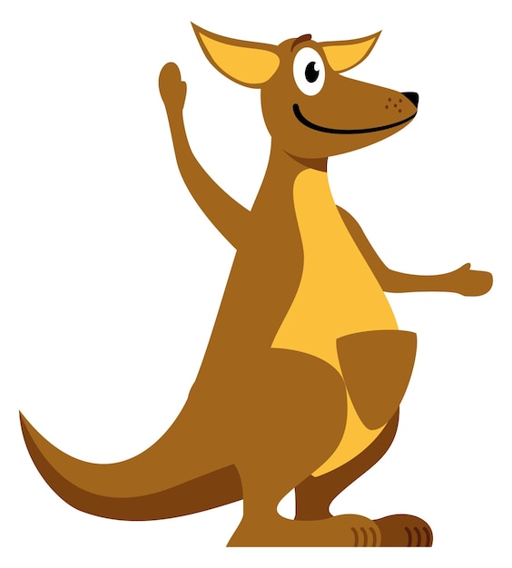 Персонаж кенгуру Счастливое улыбающееся животное Мультфильм значок