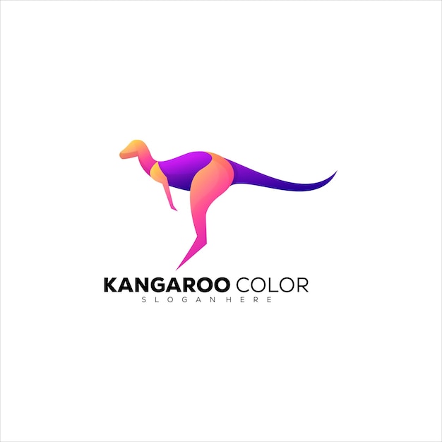 Vector kangaroo  color  logo design gradient colorful