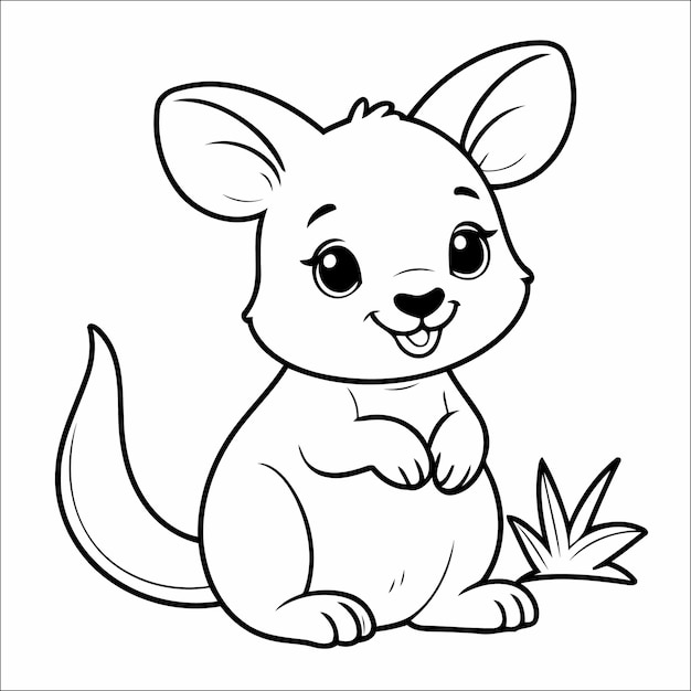 Vector kangaroo coloring page activity for children