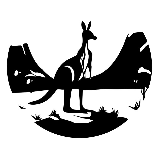 Vector kangaroo in the desert vector illustration in flat style