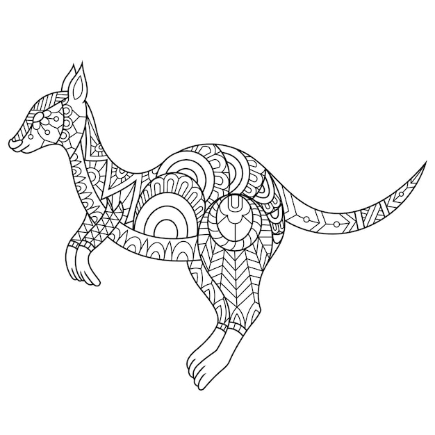 Vector kangaroo drawn in doodle style