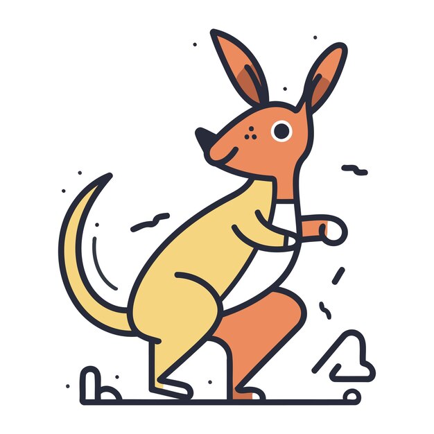 Vector kangaroo flat line icon vector illustration of kangaroo