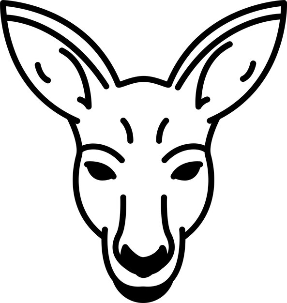 Kangaroo gezicht glyf en lijn vector illustratie