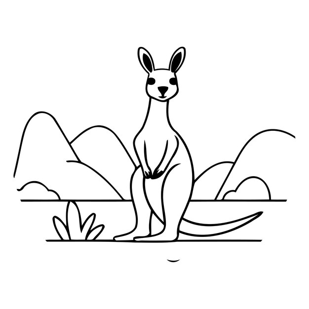 Vector kangaroo in de woestijn ronde icoon cartoon illustratie van kangoeroe in dewoestijn vector icoon voor webontwerp