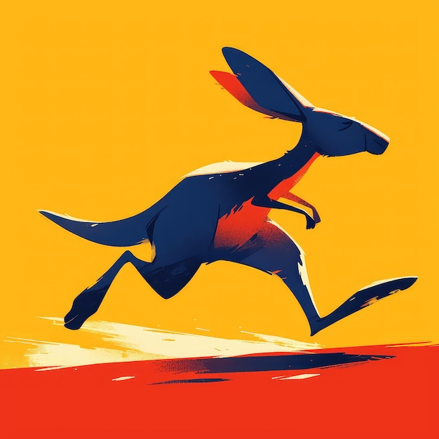 A kangaroo is hopping on a pogo stick cartoon style