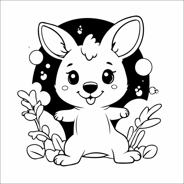 Kangaroo Jumping Vector Coloring Book for Kids