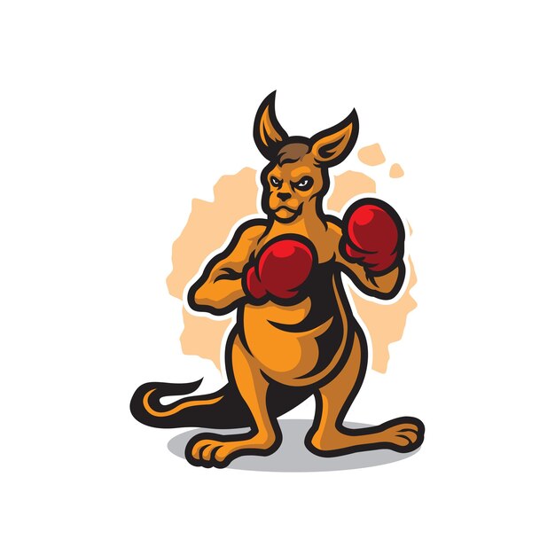 Vettore vettore di progettazione del logo della mascotte del canguro con stile concettuale di illustrazione moderna per l'emblema del distintivo e la stampa della maglietta illustrazione di boxe del canguro