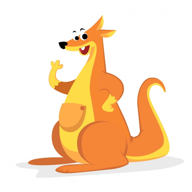 Vector kangaroo mascot say hello pose