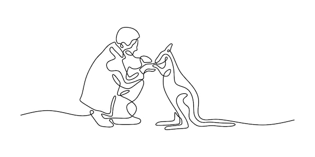 Kangaroo Oneline Continuous Single Line Art