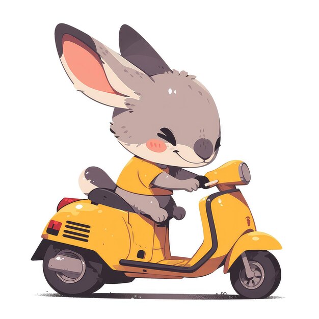 A kangaroo on a scooter cartoon style