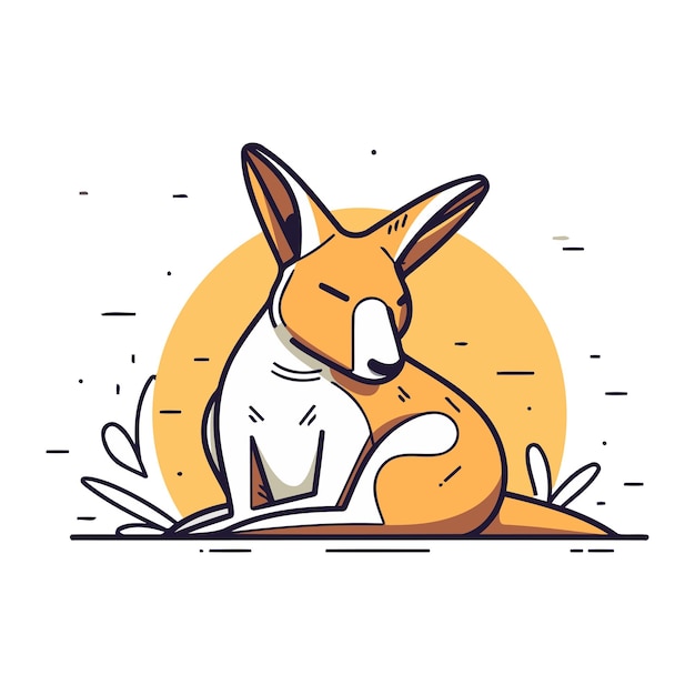 Vector kangaroo sitting on the grass vector illustration for your design