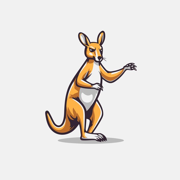 Kangaroo standing with open arms isolated on white background Vector illustration