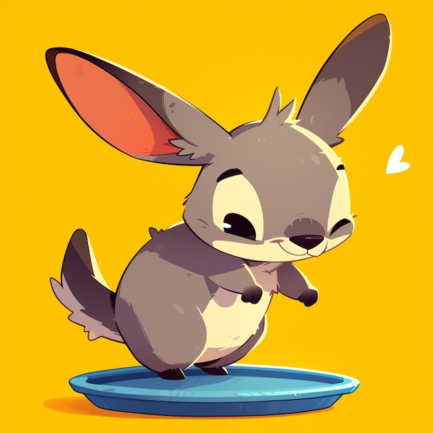 Vector a kangaroo on a trampoline cartoon style