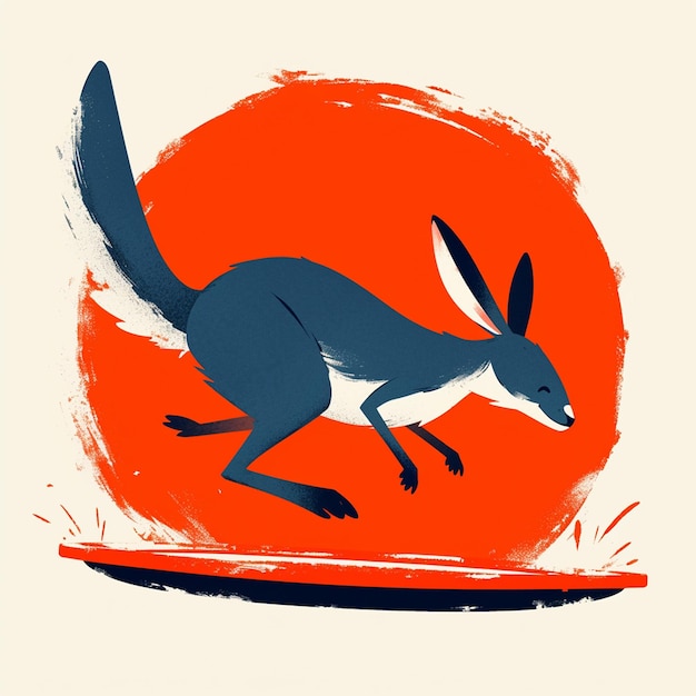 Vector a kangaroo on a trampoline cartoon style