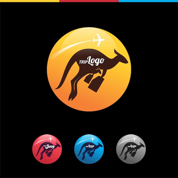 Kangaroo trip logo vector premium