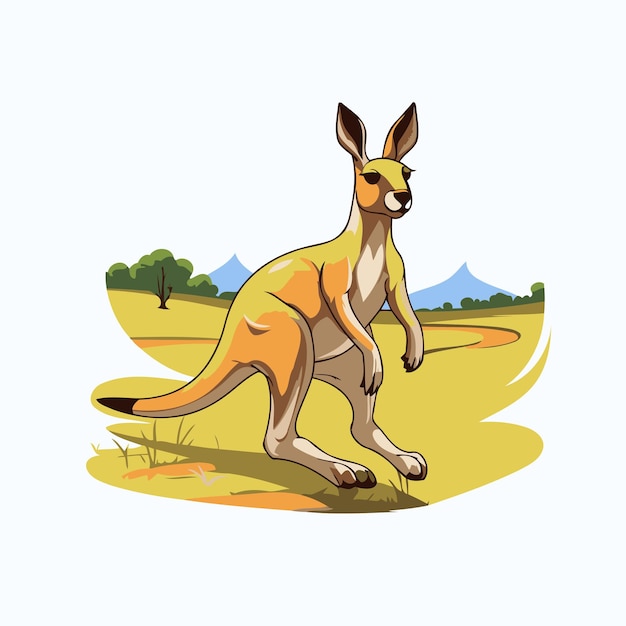 Kangaroo vector illustration Cartoon kangaroo isolated on white background