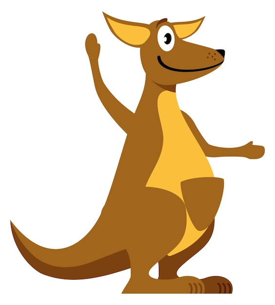 Vector kangaroo waving hand cheerful happy cartoon animal