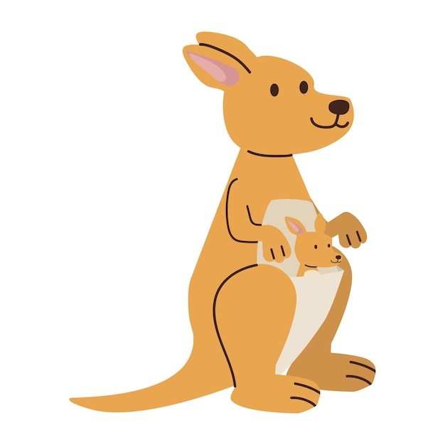 Kangaroo with baby kangaroo cartoon