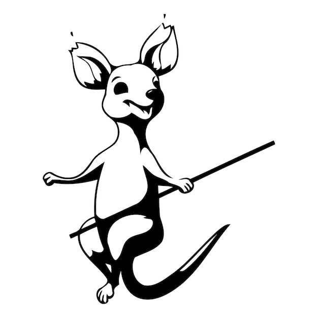 Kangaroo with bow and arrow Vector illustration in cartoon style