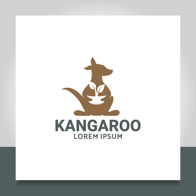 Kangaroo with leaf belly pouch logo design